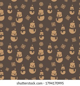 Brown Christmas Snowman fondo de patrón transparente para gráficos de sitios web, textil de moda