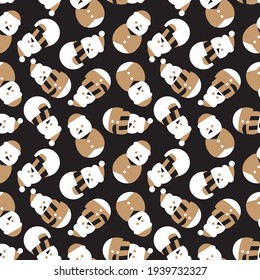 Brown Christmas Snowman seamless pattern design for website graphics, fashion textile