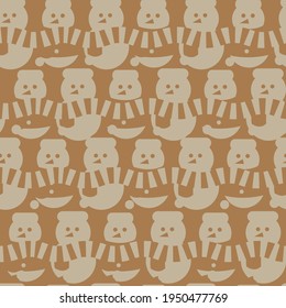 Brown Christmas Snowman seamless pattern design for website graphics, fashion textile