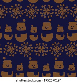 Brown Christmas Snowman seamless pattern design for website graphics, fashion textile