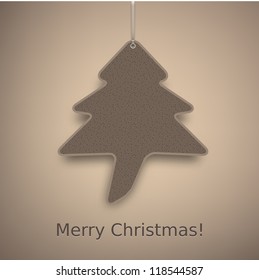 Brown Christmas Tree Label Vector