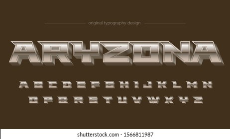 Brown Chrome Metallic Vintage Typography Artistic Font Design