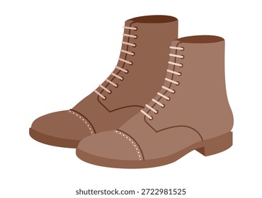 Brown chunky laço tornozelo bota mulheres par liso. Colar acolchoado com piso de lug para jantar elegante, estação quente. ilustração de moda técnica CAD mockup refinado vetor homens unisex estilo moderno isolado.