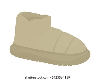 Brown  chunky snow  boot. vector