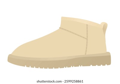Brown chunky snow  boot. vector