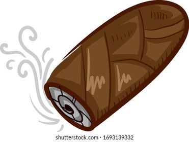 Brown cigar flat, illustration, vector on white background