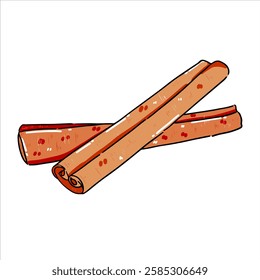 Brown Cinnamon herbs and spices Illustration with isolated white background