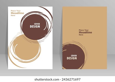 Brown circle abstract cover. Annual reports, pamphlets, presentations, brochures. Front page, book cover layout design. Cover design template.