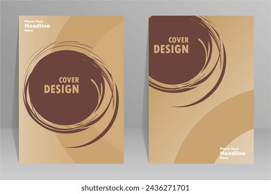 Brown circle abstract cover. Annual reports, pamphlets, presentations, brochures. Front page, book cover layout design. Cover design template.