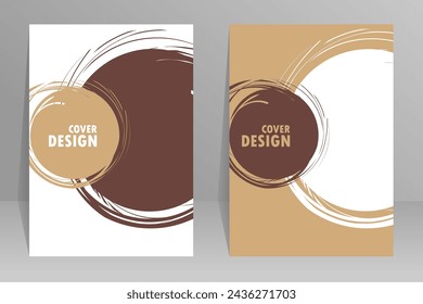 Brown circle abstract cover. Annual reports, pamphlets, presentations, brochures. Front page, book cover layout design. Cover design template.