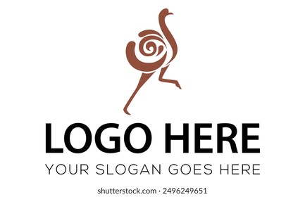 Brown Circle Ostrich Bird Logo Design