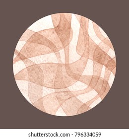 Brown circle painted with watercolor isolated on a brown background. Watercolour backdrop and texture. Sample trendy watercolor colors 2018