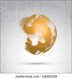 Brown circle representation of the earth over vintage background