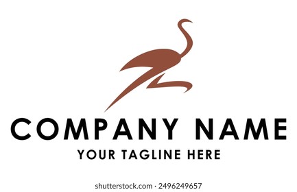 Brown Circle Simple Run Ostrich Bird Logo Design