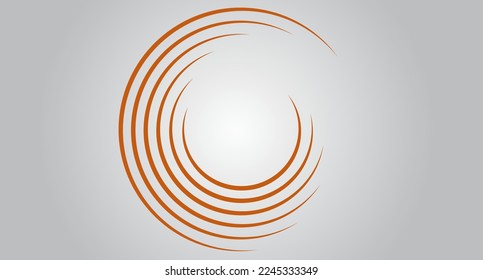 Líneas de velocidad de círculo marrón aisladas. Líneas de velocidad abstractas en forma de círculo, vector. Para el arte geométrico, diseño de elementos, logotipo, materiales de impresión y plantilla de carteles. Resumen de las líneas de velocidad de los círculos de fondo