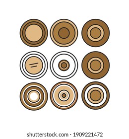 Brown circle vector icon element background patterns. 