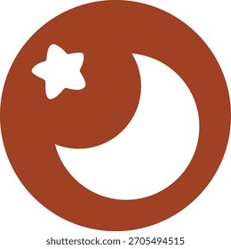 ein brauner Kreis mit weißem Mond und Stern