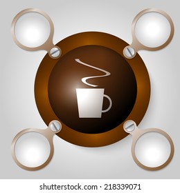brown circular frame for text and cup of coffee