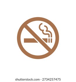 A brown, circular sign clearly indicates a no smoking restriction using a cigarette symbol.