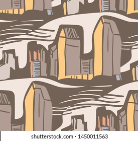 brown city landscape abstract outdoor seamless pattern soft color vector
