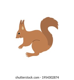 Braunes Stadteichhörnchen. Vektorfarbige, handgezeichnete Illustration einzeln auf weißem Hintergrund.