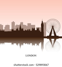 Brown cityscape of London with text, Vector illustration