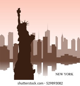 Brown cityscape of New York City, Vector illustration