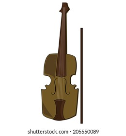 a brown classic violin in a white background 