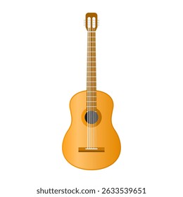 Brown Classical Guitar Music Instrument Vector. Playing Classical Music. Guitar Elements.