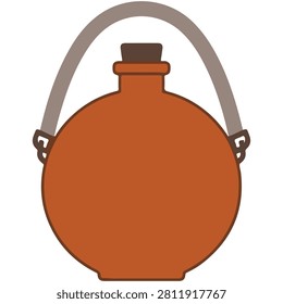 Brown clay flask with handle and stopper, ancient style water bottle
