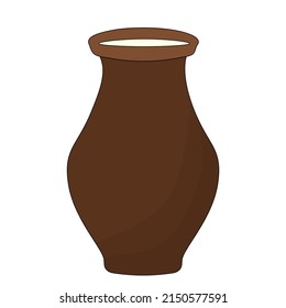 Pozo de arcilla marrón. Utensilios de cocina de cerámica de arcilla para alimentos y bebidas. ... Herramientas de cocina. Imagen vectorial. Ilustración vectorial para imprimir, tarjetas de felicitación, carteles, pegatinas