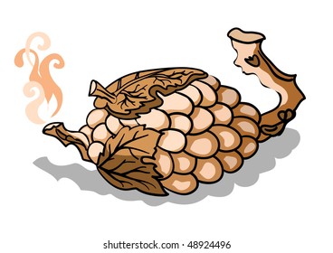 Brown clay teapot in form of grape