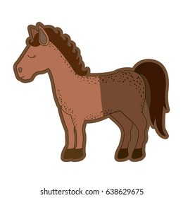 brown clear silhouette of cartoon horse standing vector illustration