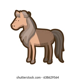 brown clear silhouette of horse with mane and tail gray vector illustration