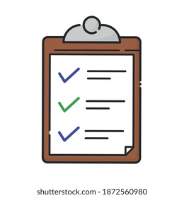 BROWN CLIPBOARD WITH LIST OF TASKS AND PAPER