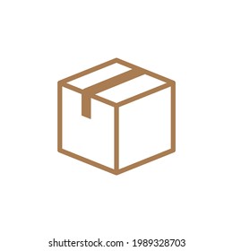 brown closed box line icon flat style isolated on white background