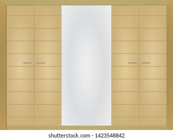 Brown  closed closet. vector illustration