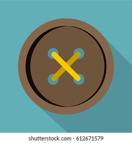 Brown clothing button icon. Flat illustration of brown clothing button vector icon for web isolated on baby blue background
