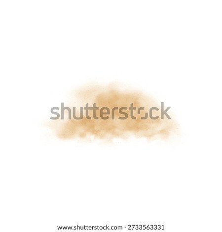 Brown cloud of dust or sand with fine particles, overlay effect. Desert, storm, cleaning, construction, dirt. Realistic smog. Vector illustration. Isolated background.