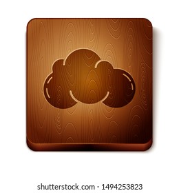 Brown Cloud icon isolated on white background. Wooden square button. Vector Illustration