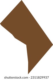 BROWN CMYK color detailed flat map of the federal DISTRICT OF COLUMBIA, UNITED STATES OF AMERICA on transparent background