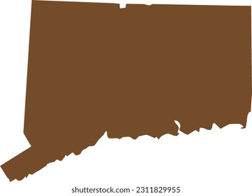 BROWN CMYK color detailed flat map of the federal state of CONNECTICUT, UNITED STATES OF AMERICA on transparent background