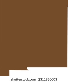 BROWN CMYK color detailed flat map of the federal state of NEW MEXICO, UNITED STATES OF AMERICA on transparent background