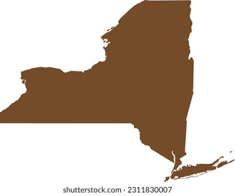BROWN CMYK color detailed flat map of the federal state of NEW YORK, UNITED STATES OF AMERICA on transparent background
