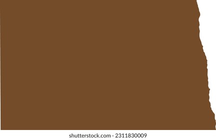 BROWN CMYK color detailed flat map of the federal state of NORTH DAKOTA, UNITED STATES OF AMERICA on transparent background