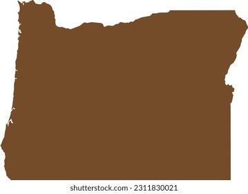 BROWN CMYK color detailed flat map of the federal state of OREGON, UNITED STATES OF AMERICA on transparent background