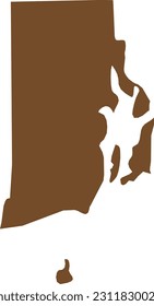 BROWN CMYK color detailed flat map of the federal state of RHODE ISLAND, UNITED STATES OF AMERICA on transparent background