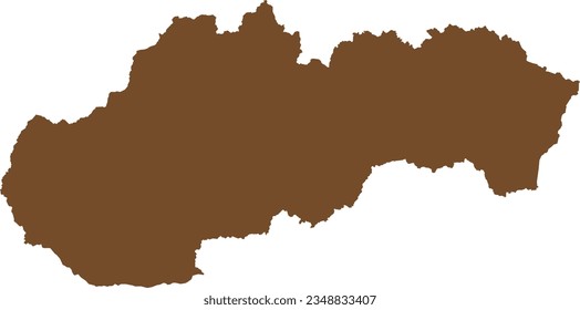BROWN CMYK color detailed flat stencil map of the European country of SLOVAKIA on transparent background