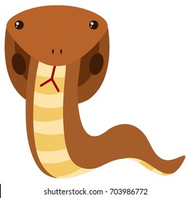Brown cobra on white background illustration