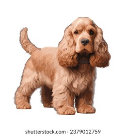 Brown cocker dog. Isolated cutout on a transparent background